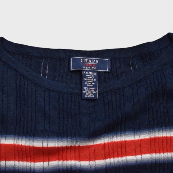 Chaps Petites Mixed Stripe Ribbed Knit Top - Picture 5 of 6
